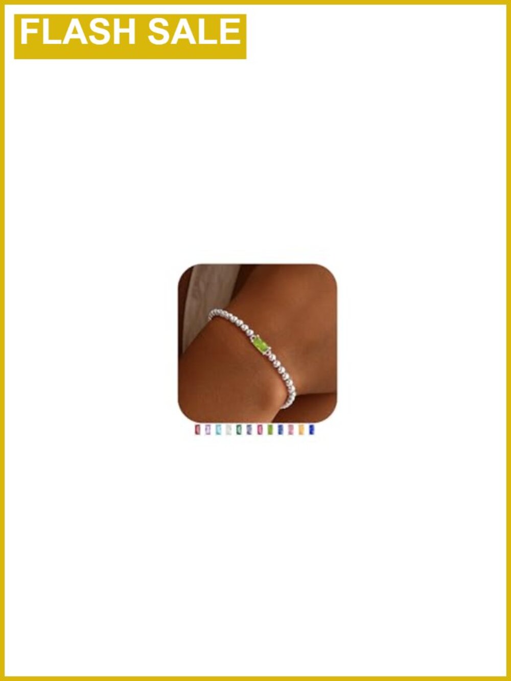 Birthstone Beaded Stretch Bracelet 14k Gold Plated Women Girls